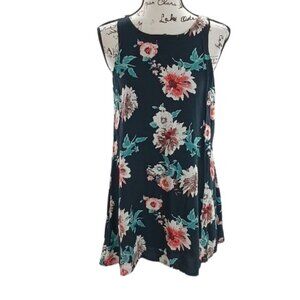Lulu's Womens Medium Dress Black Floral Sleeveless A Line Summer Casual